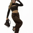 pantalone modello balloon alcantara